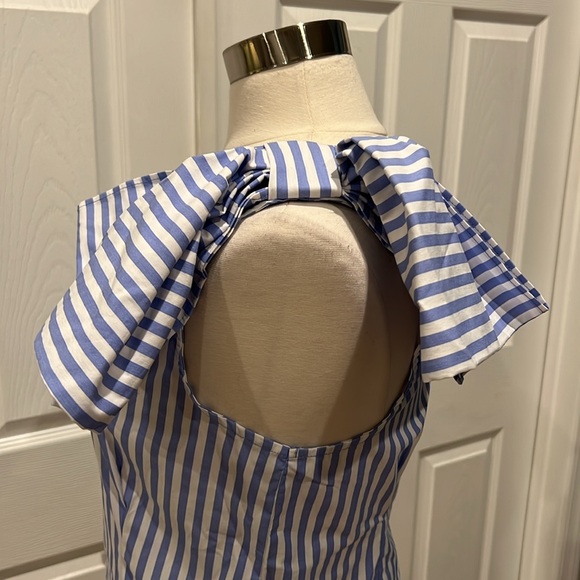 NWT NY & Company Striped One Shoulder Bow Top - Picture 6 of 13